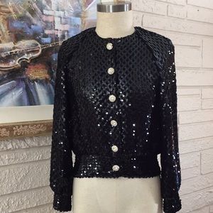 Lillie Rubin Rhinestone Buttons Sequin Jacket
